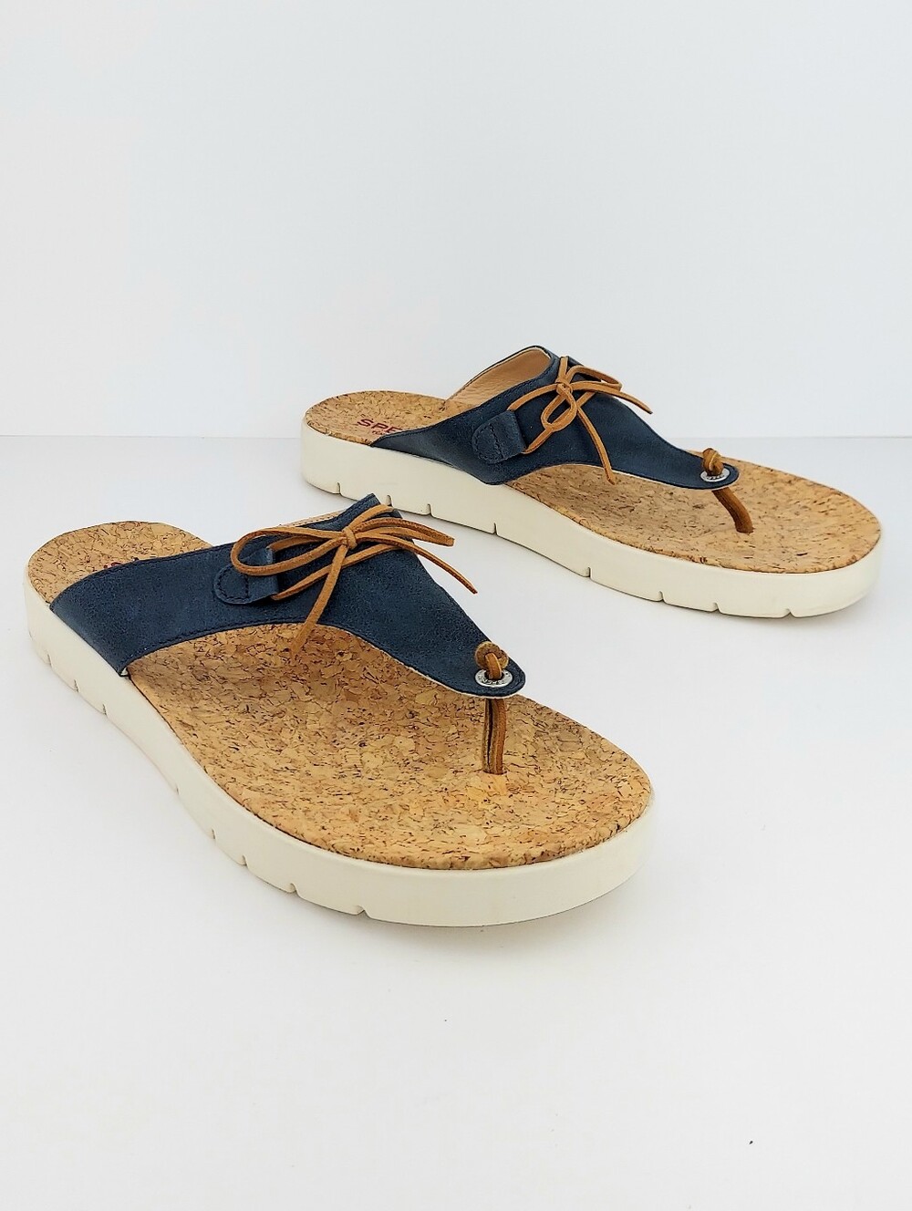 Sperry Blue Nubuck Cork Footbed Platform Sandals 12 - Picture 11 of 11